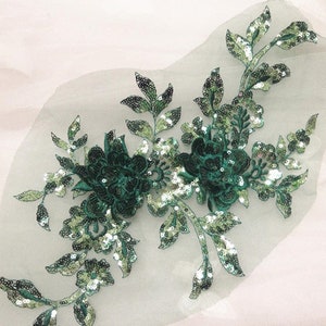 10 colors 3D sequin applique lace suitable for graduation gown, lyrical dance, ballet, haute couture dress