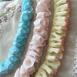 High quality Multi color pleated ribbons ruffled chiffon curtain edge lace trims 5cm 1.97&quot; lace trimmings