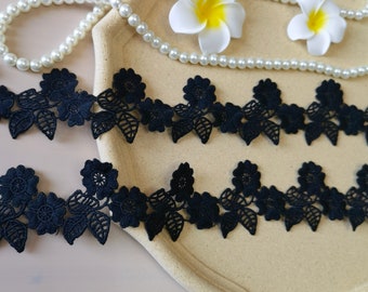 2.16 inches wide white Venetian lace pattern design, white/black Venetian lace trim, bridal necklace lace