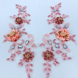 High quality champagne color rhinestone hand-stitched appliques, wedding dress veil ornaments