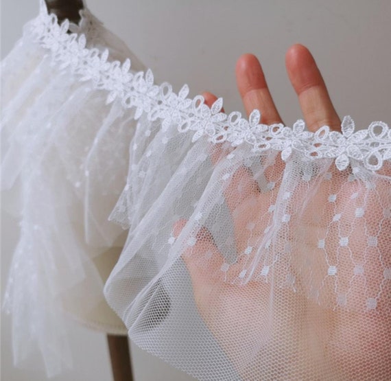 Polka dot skirt with lace trim cheap