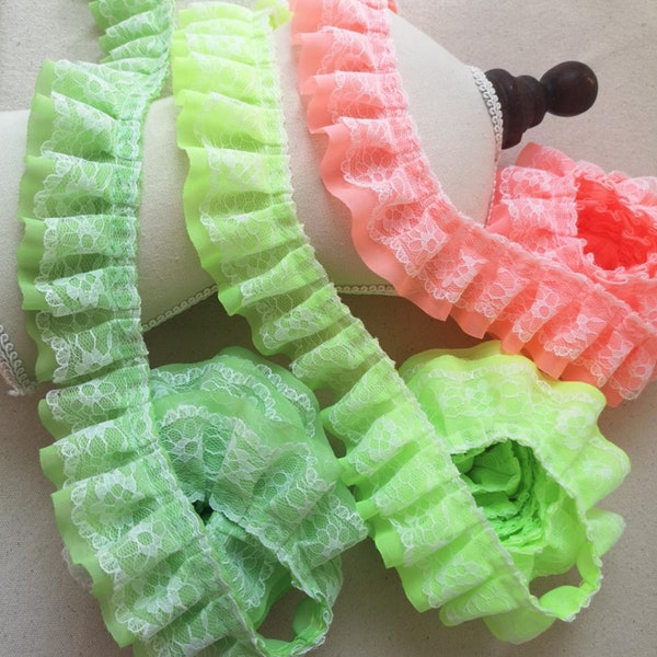 120D high quality soft chiffon pleated lace edges, suitable for skirts, babies, bedding lace