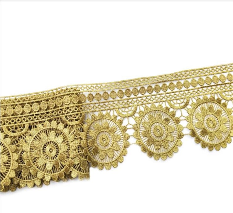 Extrawide Metallic Goldtone Lace Trim Beautiful Etsy