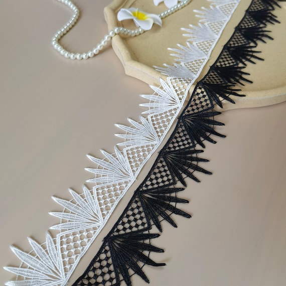 White Venetian Flower Fan-shaped Lace Trim, Suitable for DIY Doll Skirt,  Clothing Design, Home Sewing -  Australia