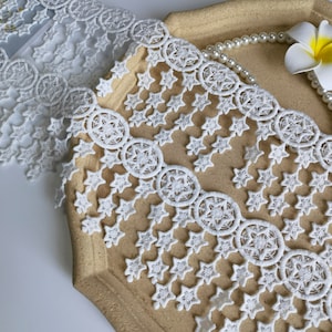 2yards White Stars Fringe Lace Trim Mooie sterren Bungelen Lace Bruiloft Bruids armband Sieraden Design