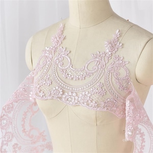 Retro Alencon festoneado cordón cordón adorno de lentejuelas brillantes encaje para bodas vestido de noche accesorios de novia velo