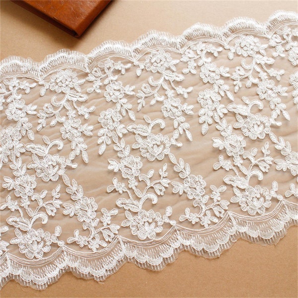 Off White lace fabric, alencon lace fabric, bridal lace fabric, cord lace fabric, corded lace for wedding runners, wedding table cloth