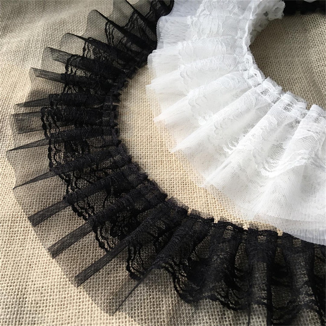 Pvc Ruffle Lace High Quality Chiffon Pleated Lace-trimmed Garment Lace Ruffle 8cm 3.1 ...