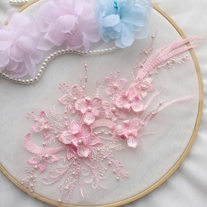 8-color 3D beaded applique embroidery is used in wedding dresses for lyrical dance, ballet, haute couture dresses