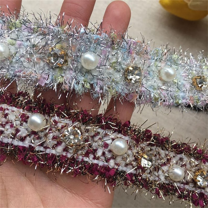 Beaded Sewing Trim Chic pearl beads trimming lace for Etsy