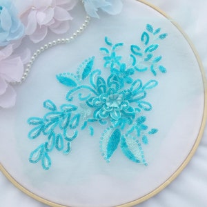 Multicolor 3D sequined lace applique suitable for DIY lyrical dance, ballet dress applique, headscarf, veil