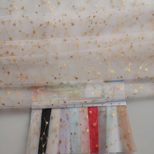 Soft US Net Star Embroidered Lace Fabric 10 Colors Mesh Lace Tulle for Party Dresses Dress Curtains
