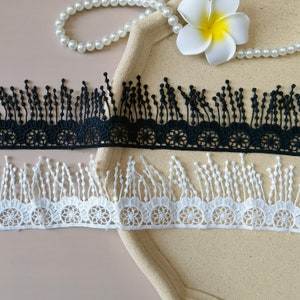 2YARDS exquisite Venetian lace white hollow tassel-trimmed lace bridal dress veil, lace curtains, lace necklace