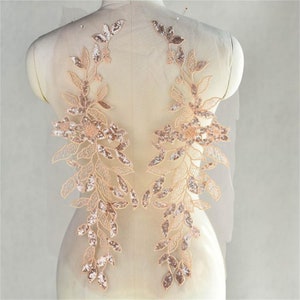 Luxury Handmade Beaded Sequin Applique, Luxury Beaded Sequined Lace Applique, Bridal Gown Prom Dress Dance Costume