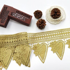 Golden love lace lace trim, gold floral Venetian lace trim, love gold Venetian lace trim,