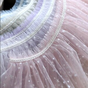 1 YARD double-layer star printing net yarn lace, DIY doll skirt with lace decoration