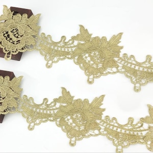 Exquisite golden flower lace trim, polyester lace jewelry