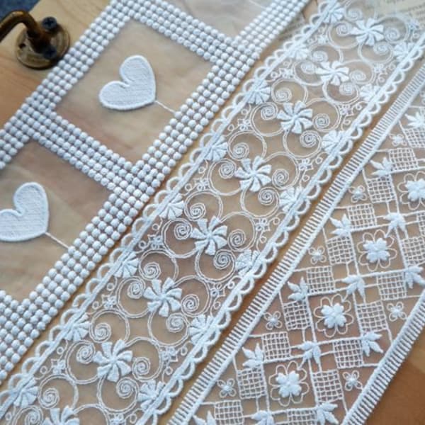 White bridal lace, high quality straight edge organza gauze milk silk cotton embroidery lace lace