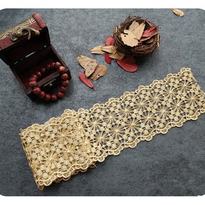 1yards Gold Lace Trim, Lace Trim, Lace Trim Ribbon, wholesale lace, lace supplies, gold trim, gold lace, gold ribbon, gold 9.5 cm wide.
