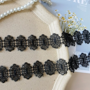 Exquisite black vintage Venetian lace trim 2 YARDS