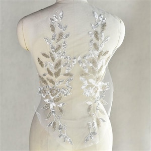 Luxury beaded vintage gold sequined lace applique, beaded appliqué lyric dance ballroom dress bridal gown accessories