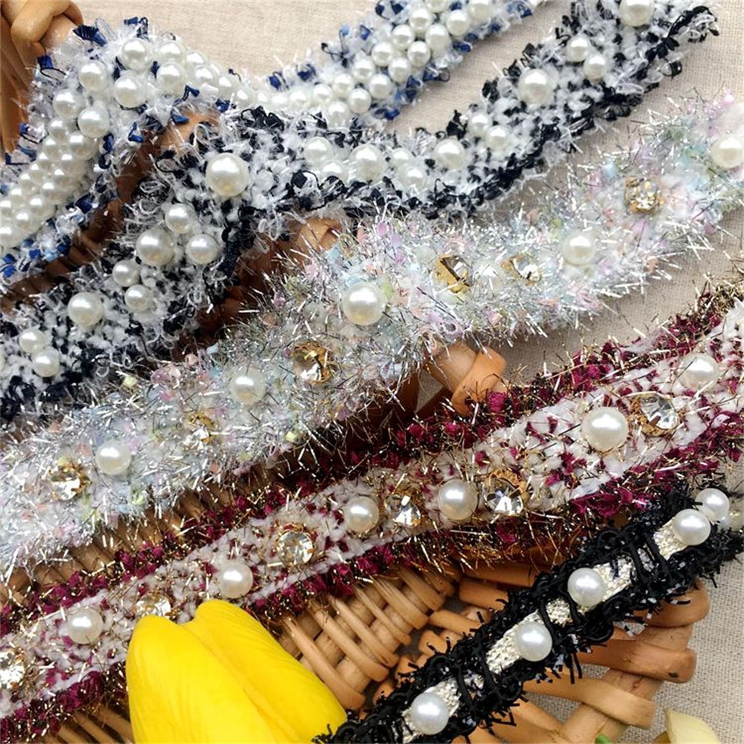 Beaded Sewing Trim, Chic Pearl Beads Trimming Lace for Dresses