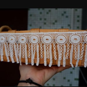 2YARDS Delicate Venetian Lace White Fringe Decorative Lace/DIY Wedding Veil, Earrings Lace, Lace Necklace