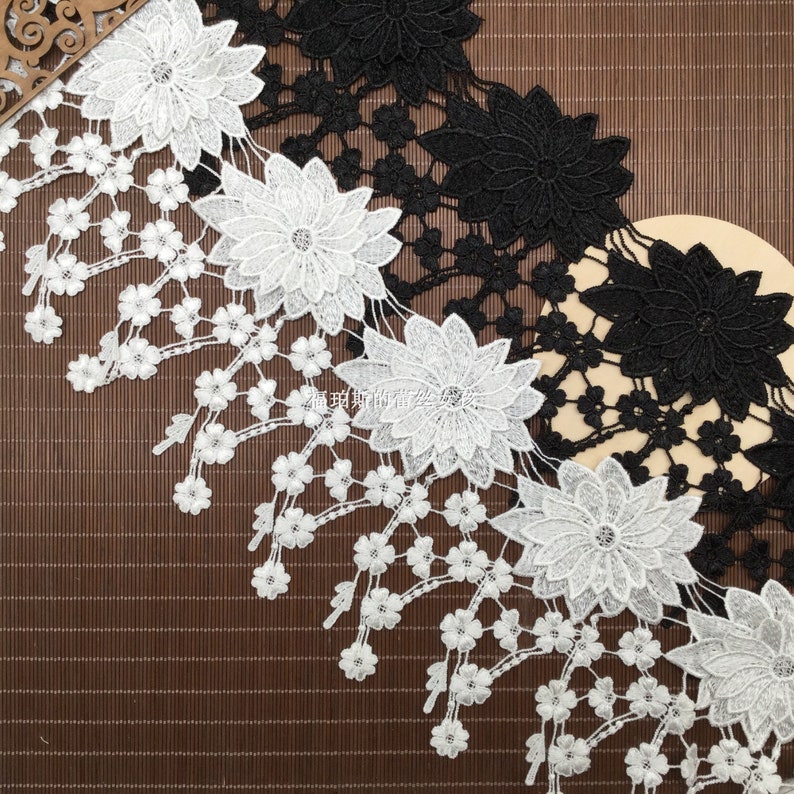 wedding lace supply flowers fringed fringe decoration lace Exquisite 3D white Venise fringed lace decoration