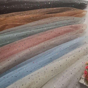 High-quality plum blossom polka-dot tulle fabric, magical sequin glittering fabric prom dress, ballet girl dress