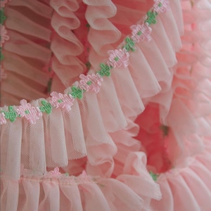 2.36 inches wide pleated lace trim, doll dress, DIY home decoration