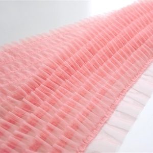 Multi-coloured ruffled tulle trim, pink pleated mesh, tutu dress, ruffled mesh, doll apparel, wedding decor,