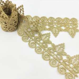 DIY gold thread embroidered lace ornament, gold lace ornament, polyester lace ornament