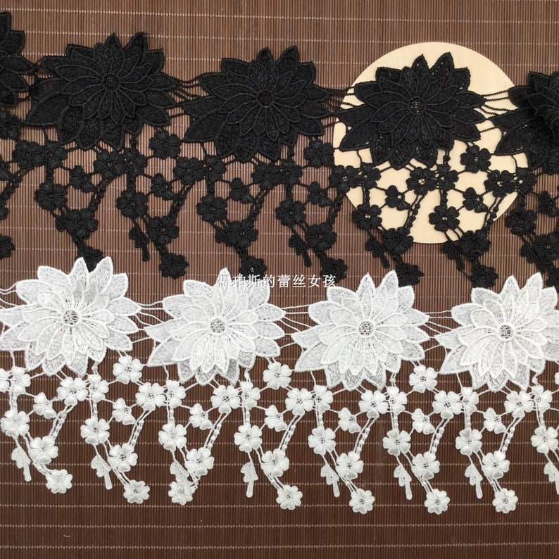 wedding lace supply flowers fringed fringe decoration lace Exquisite 3D white Venise fringed lace decoration