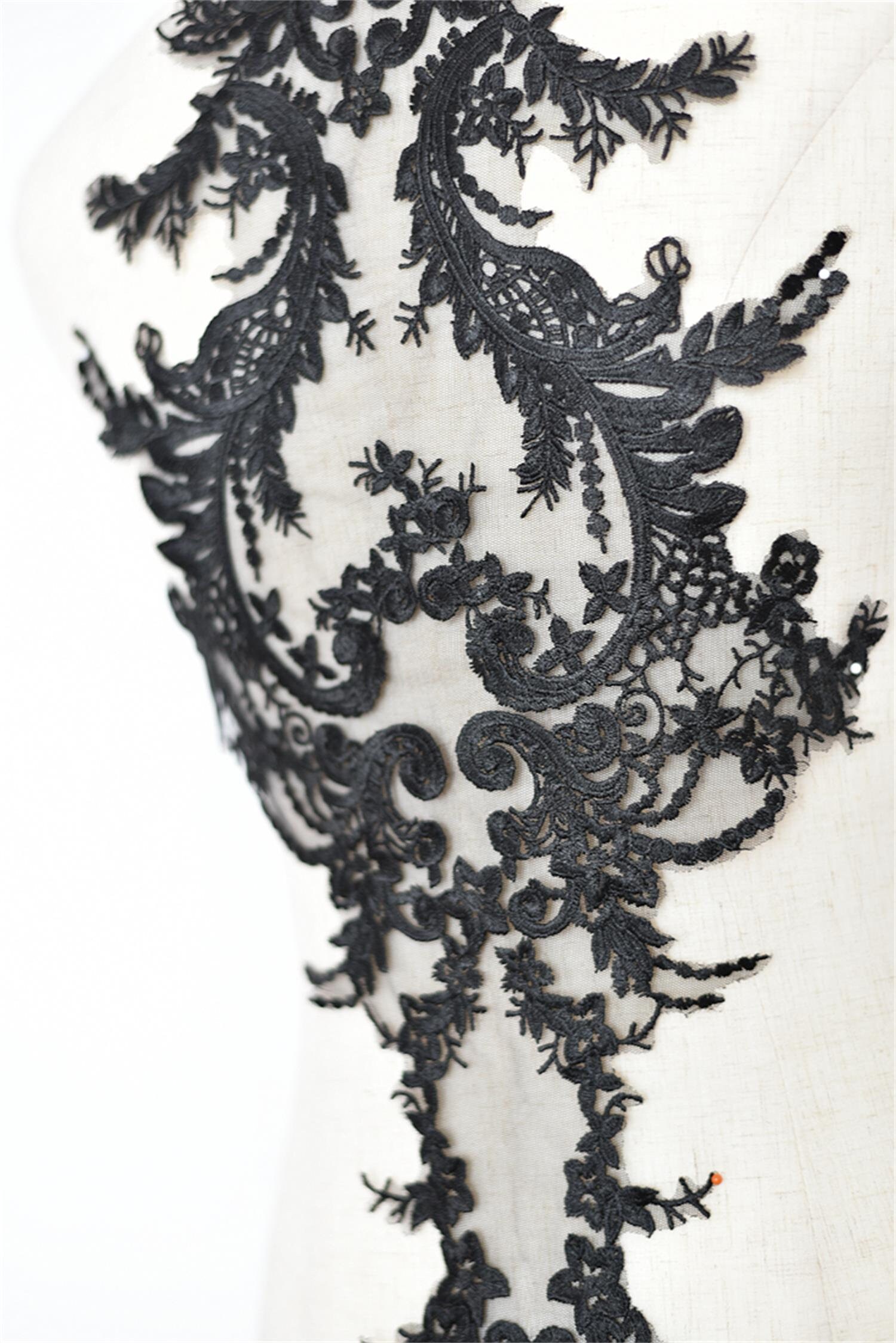 White and Black Lace Appliqué Costume Design Jewelry Design Etsy