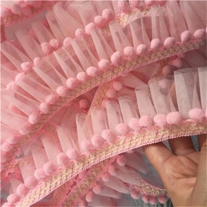 Exquisite plush ball lace 3d pleated fabric, doll apparel fabric
