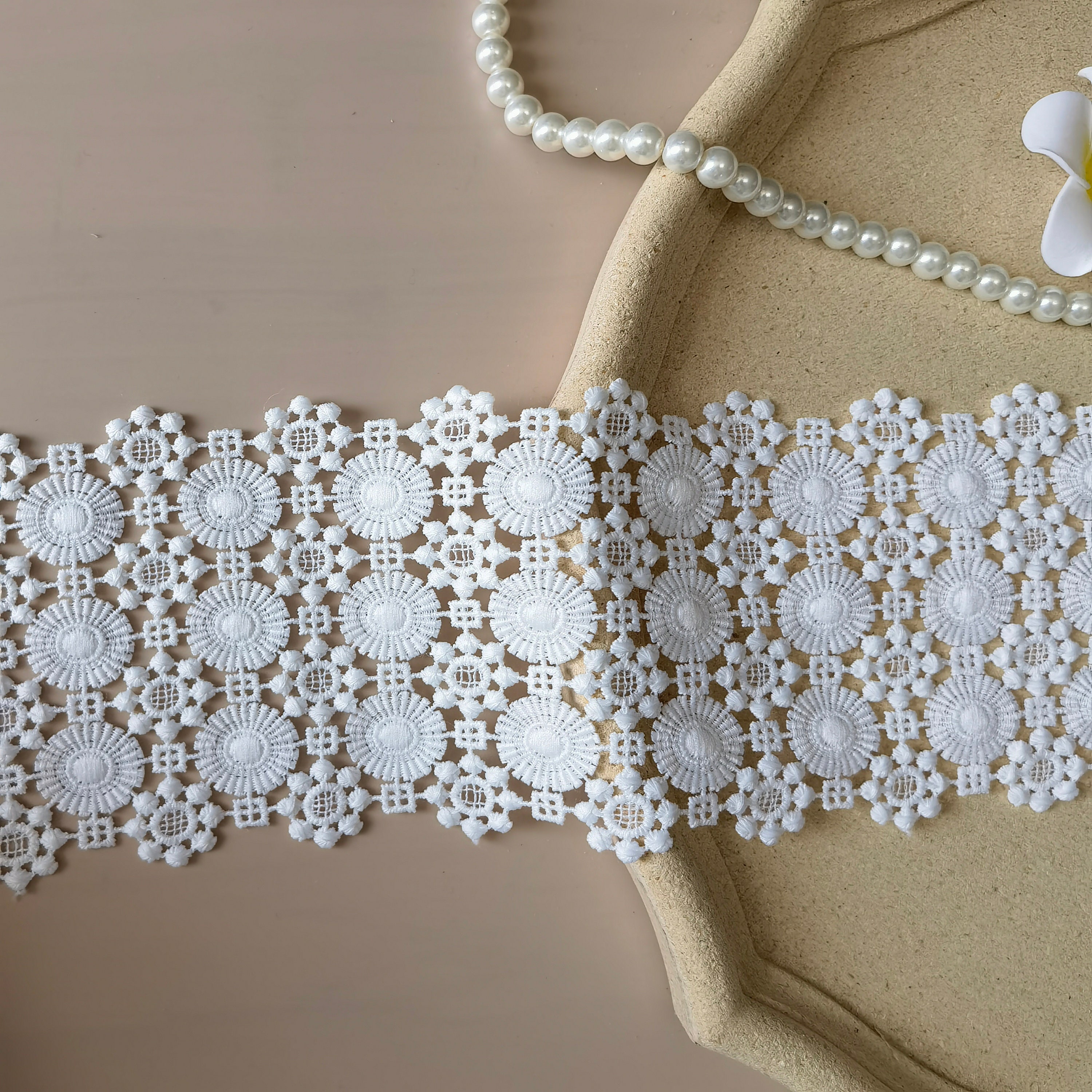 Gold Star Venice Lace Trim - 5 Yards Metallic Embroidery Lace For Crafts & Sewing