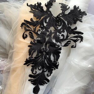 High-quality rayon totem haute couture wedding dress lace applique off white bridal lace applique