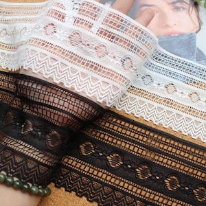 2 yard 8.5 cm wide black white stretch lace trim veil lace wedding lace stretch lace fabric wide lace