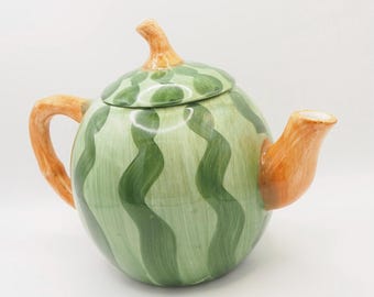 Vintage teapot - ceramic pot in the shape of a watermelon