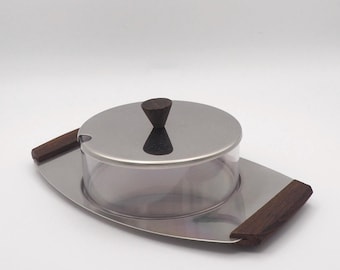 Midcentury serving set - tray with bowl & lid
