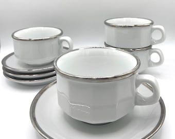 4x vintage coffee/tea cups with silver rim