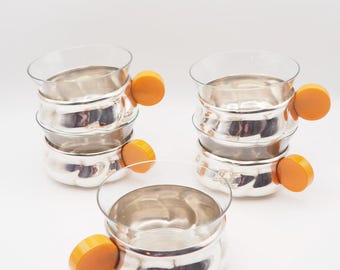 Vintage stainless steel coffee cups - set of 5