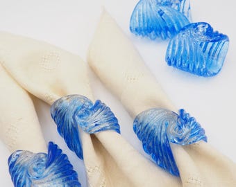 5x vintage glass napkin rings set