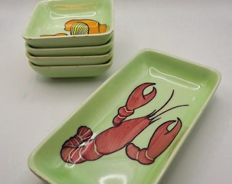 Vintage snack bowls hand-painted with colorful motifs