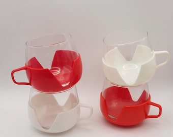 Vintage Glassware - Set of 4 camping mugs for picnics or gardens