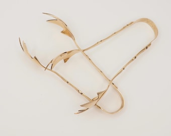 Vintage serving tongs gold with bamboo decor - 2 pieces