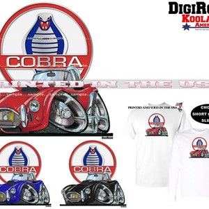 AC Shelby Cobra Snake Logo Classic Collectible Model DigiRods / Koolart Cartoon Car Short Or Long Sleeve T Shirt