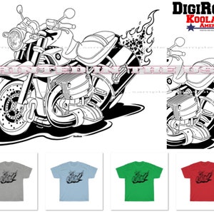BMW R1150R 1150 Motorcycle Classic Model Black Sketch Outline DigiRods / Koolart Cartoon Car T Shirt - 4 Colors Available