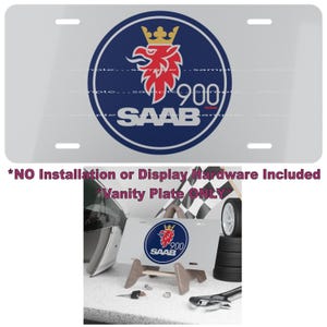 DigiRods Saab 900 Turbo Car Vintage Model Logo Gray Vanity License Plate
