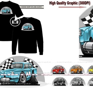 Henry J Gasser Kaiser Hot Rod Mooneyes Decal DigiRods Cartoon Car Short Or Long Sleeve Black T Shirt